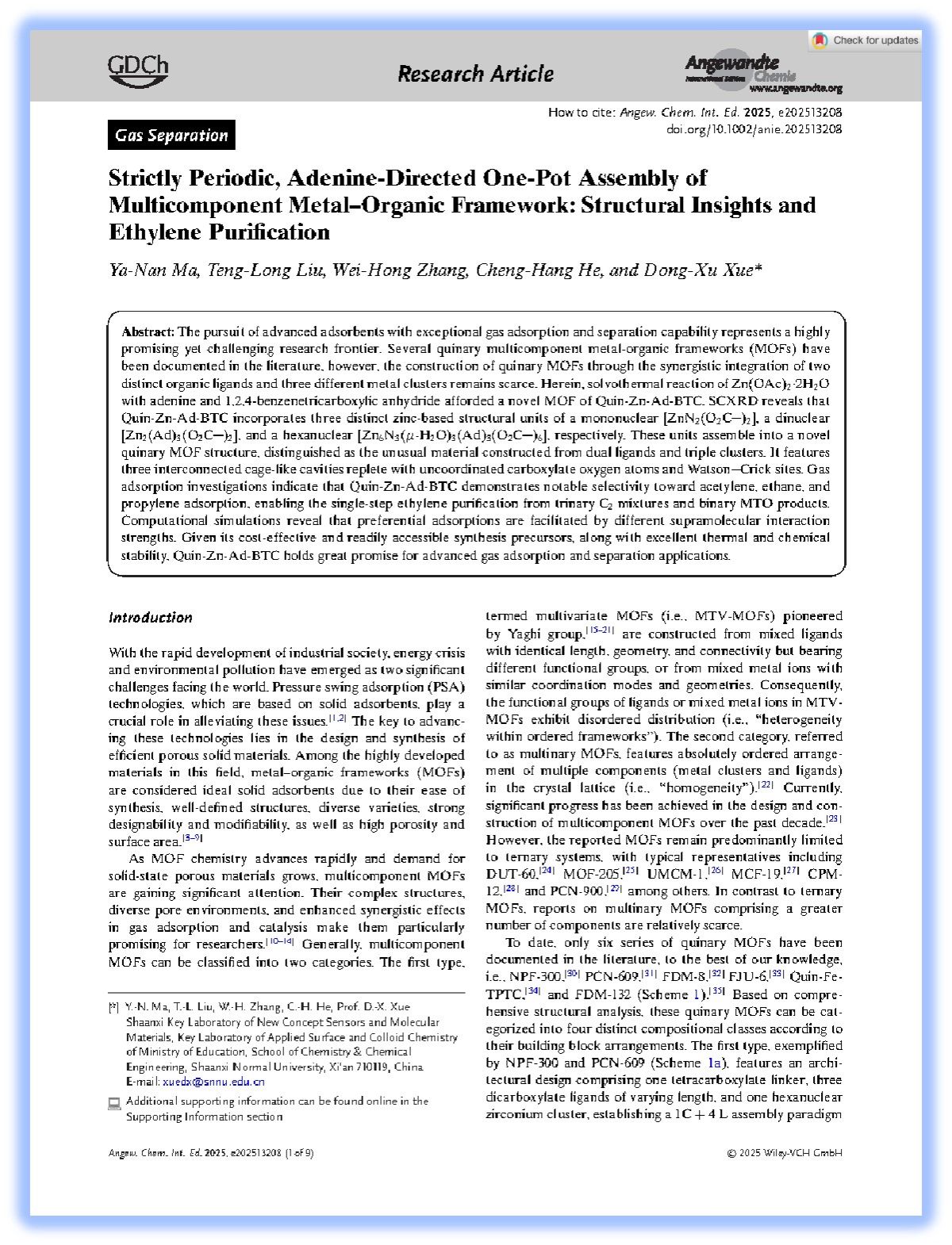 光子鼻与分子材料研究团队在色情影片
Angew. Chem. Int. Ed. 上发表论文（2025-8-10）